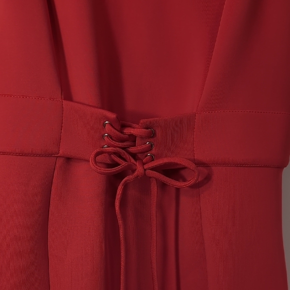 Guess | Red Sleeveless V-Neck Tie Front Mini Bodycon Dress Size L - Picture 4 of 8